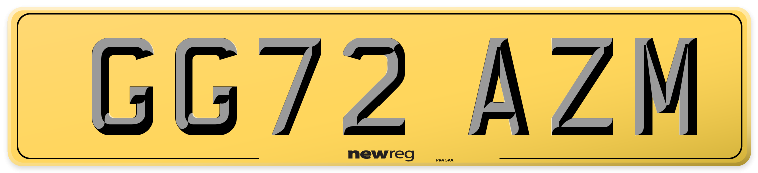 GG72 AZM Rear Number Plate