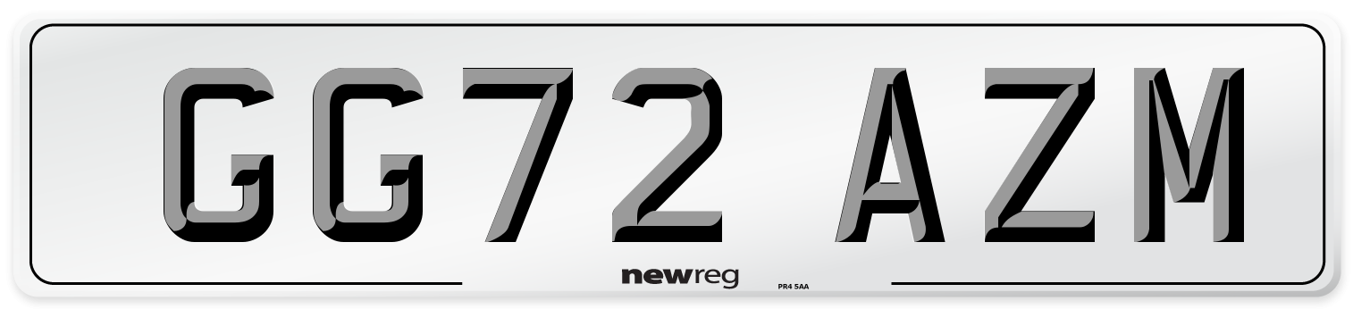 GG72 AZM Front Number Plate