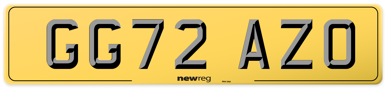 GG72 AZO Rear Number Plate
