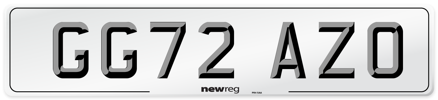GG72 AZO Front Number Plate