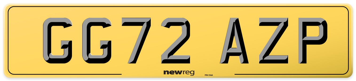 GG72 AZP Rear Number Plate