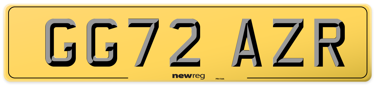 GG72 AZR Rear Number Plate