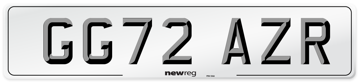 GG72 AZR Front Number Plate
