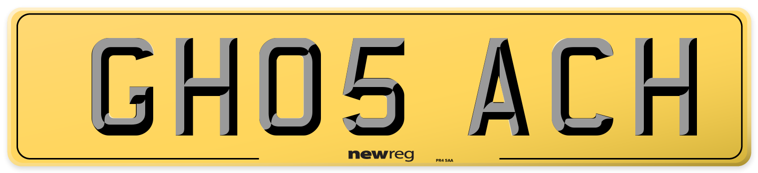 GH05 ACH Rear Number Plate