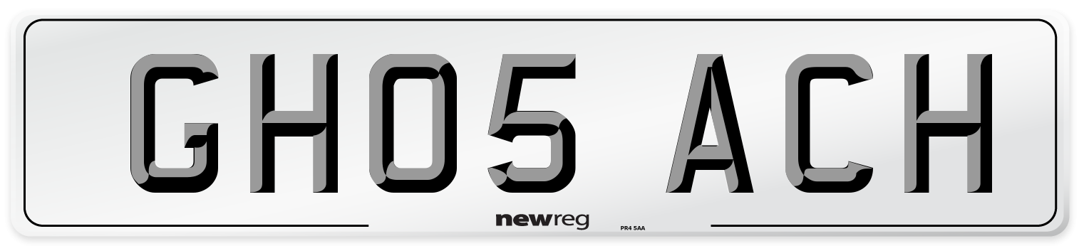GH05 ACH Front Number Plate