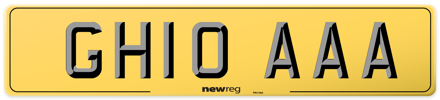 GH10 AAA Rear Number Plate