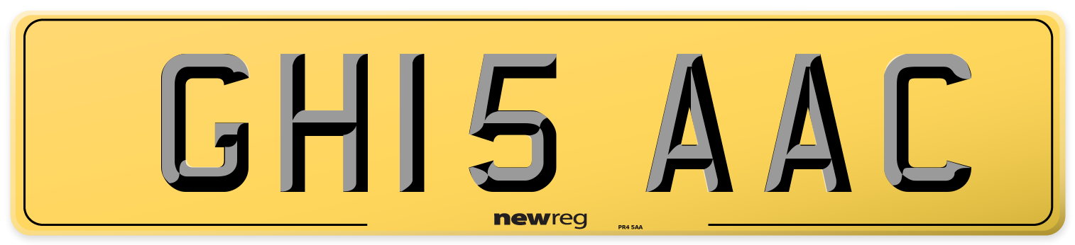 GH15 AAC Rear Number Plate
