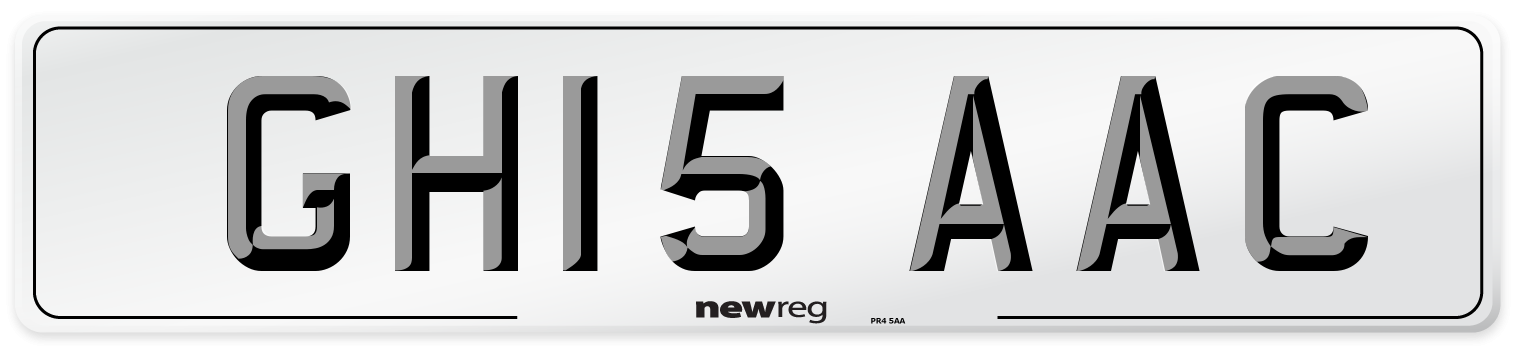 GH15 AAC Front Number Plate