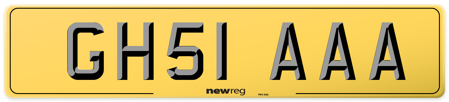 GH51 AAA Rear Number Plate