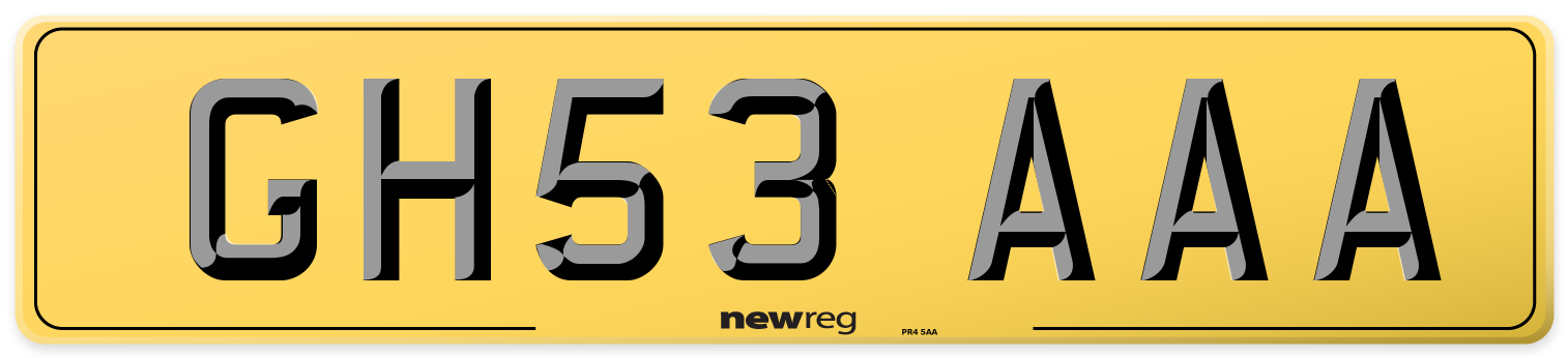 GH53 AAA Rear Number Plate