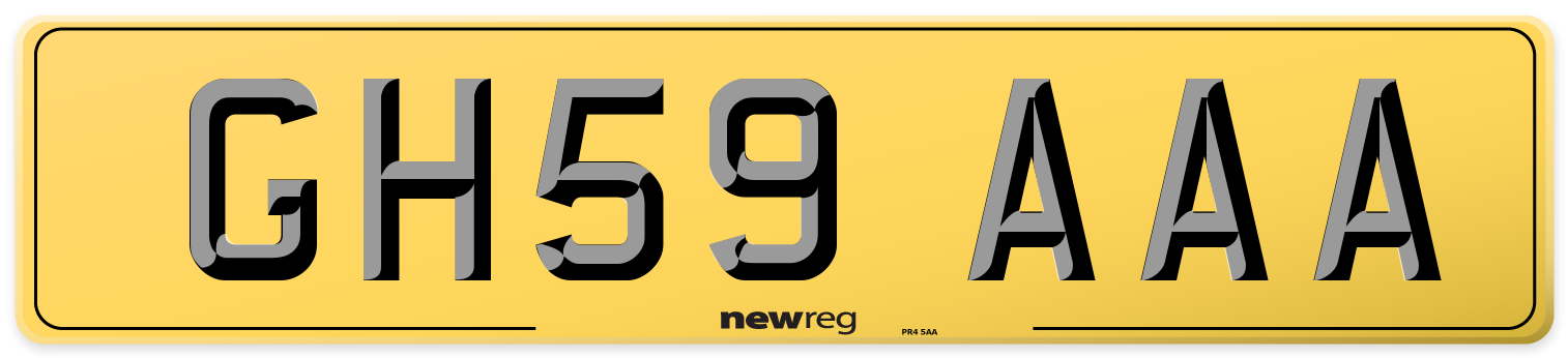 GH59 AAA Rear Number Plate