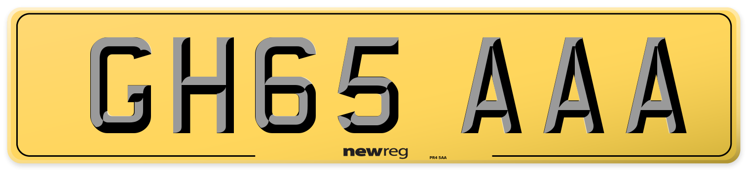 GH65 AAA Rear Number Plate