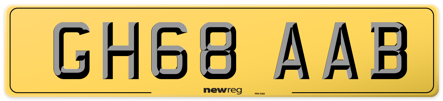 GH68 AAB Rear Number Plate