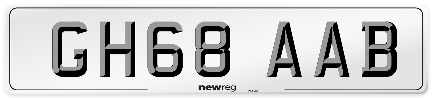 GH68 AAB Front Number Plate