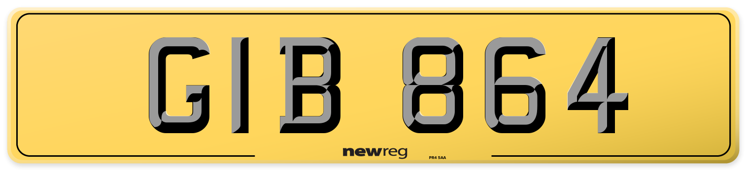 GIB 864 Rear Number Plate