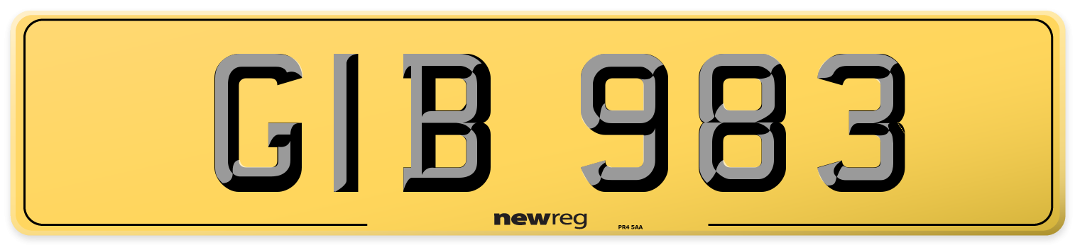 GIB 983 Rear Number Plate