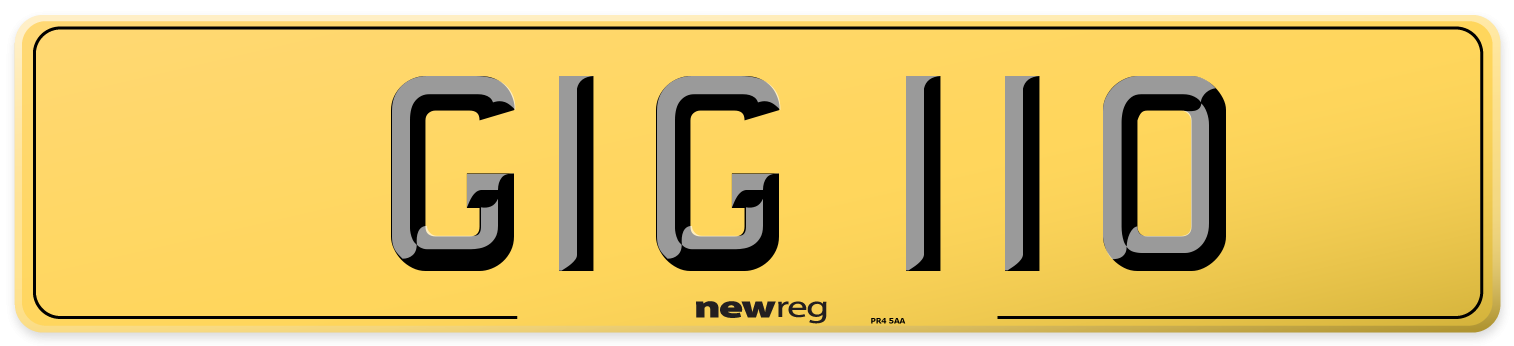 GIG 110 Rear Number Plate