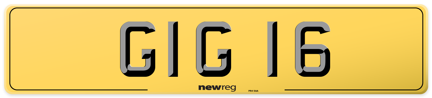 GIG 16 Rear Number Plate