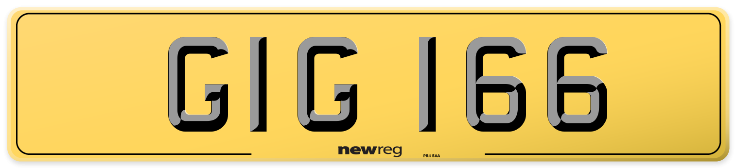 GIG 166 Rear Number Plate