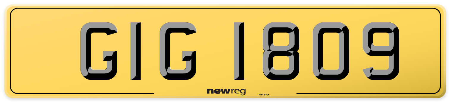 GIG 1809 Rear Number Plate
