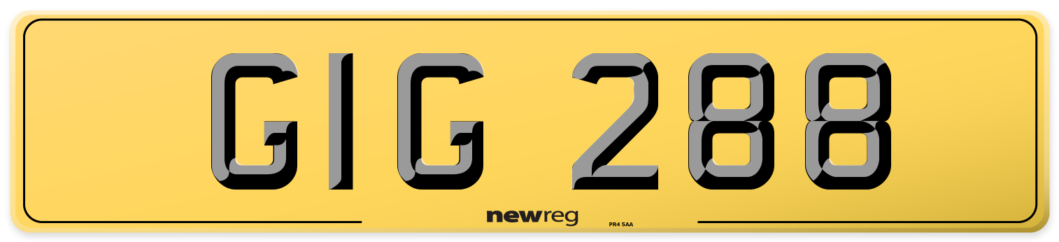 GIG 288 Rear Number Plate
