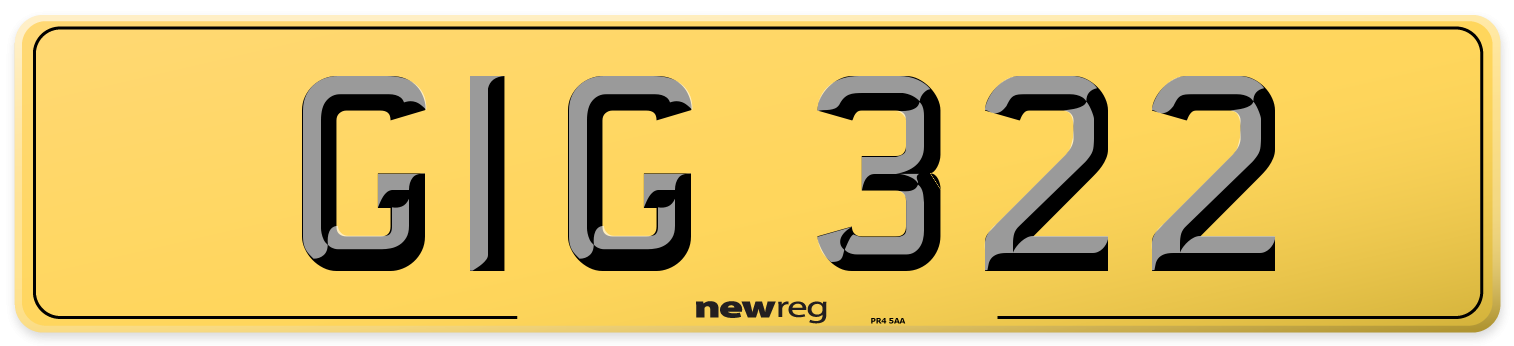 GIG 322 Rear Number Plate