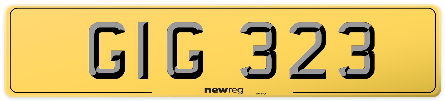 GIG 323 Rear Number Plate