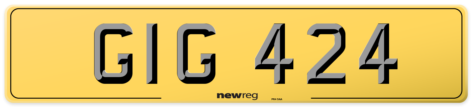 GIG 424 Rear Number Plate