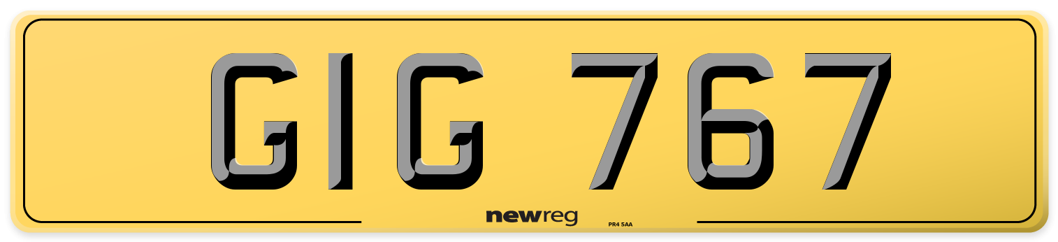 GIG 767 Rear Number Plate