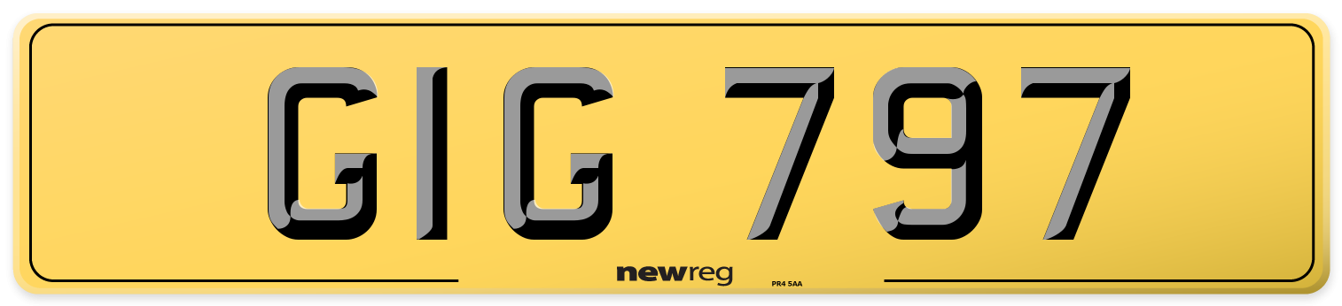 GIG 797 Rear Number Plate