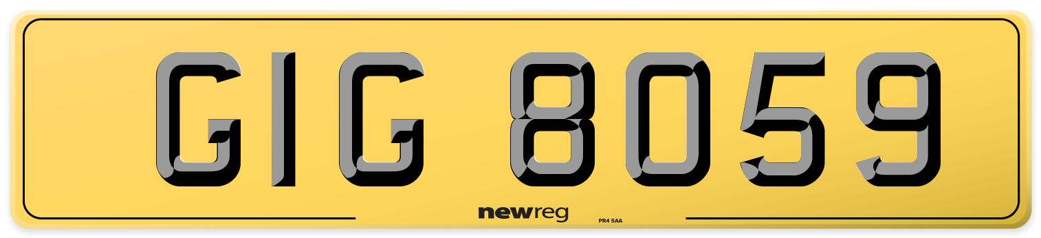 GIG 8059 Rear Number Plate