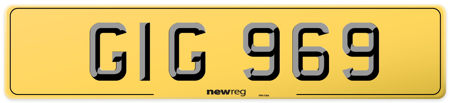 GIG 969 Rear Number Plate