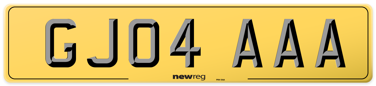 GJ04 AAA Rear Number Plate