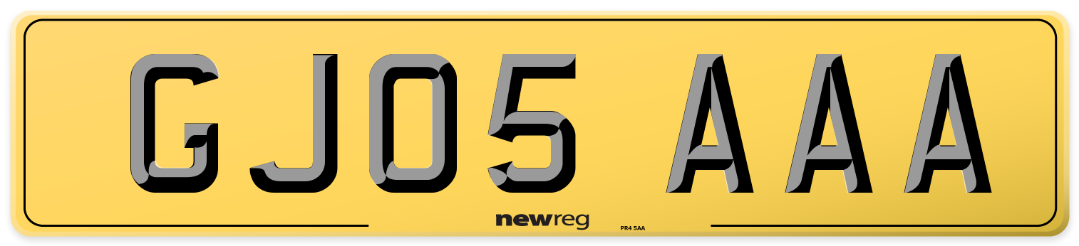 GJ05 AAA Rear Number Plate