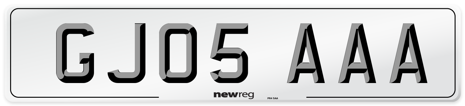 GJ05 AAA Front Number Plate