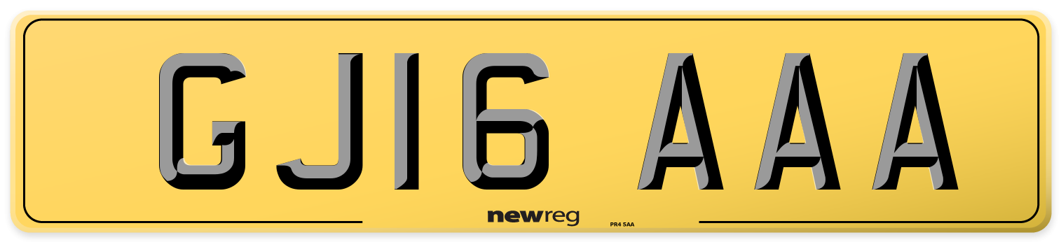 GJ16 AAA Rear Number Plate