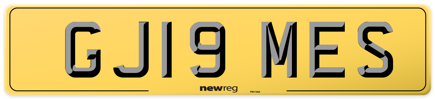 GJ19 MES Rear Number Plate