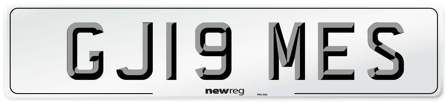 GJ19 MES Front Number Plate
