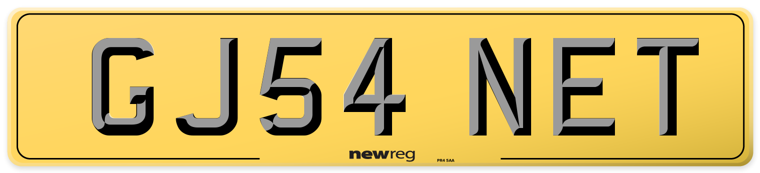 GJ54 NET Rear Number Plate