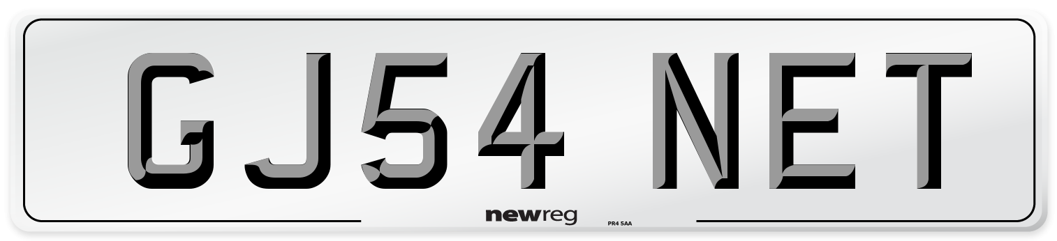 GJ54 NET Front Number Plate