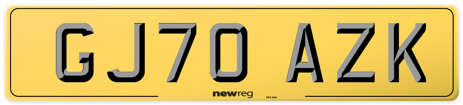 GJ70 AZK Rear Number Plate