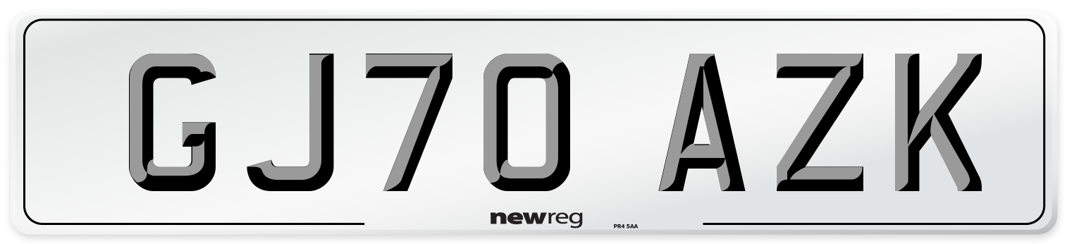 GJ70 AZK Front Number Plate