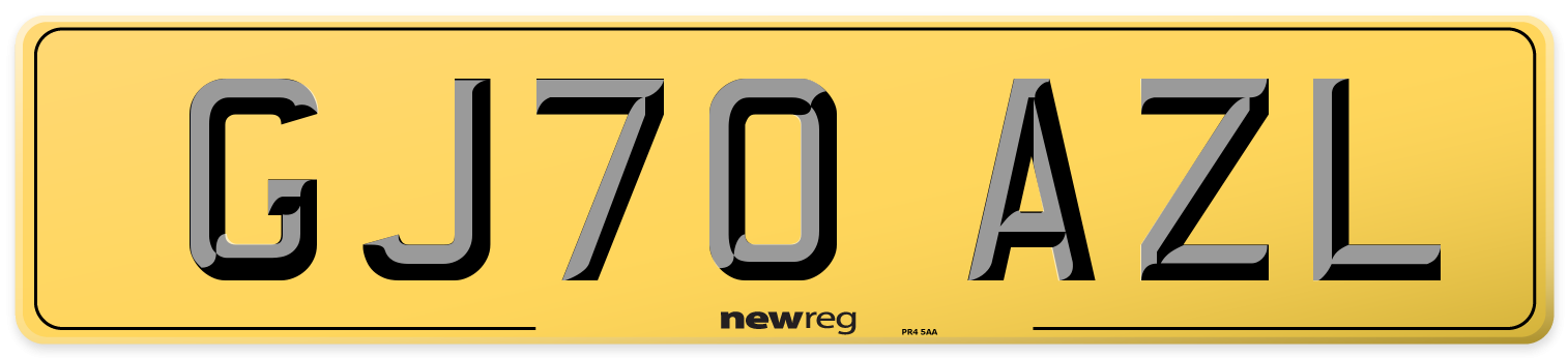 GJ70 AZL Rear Number Plate