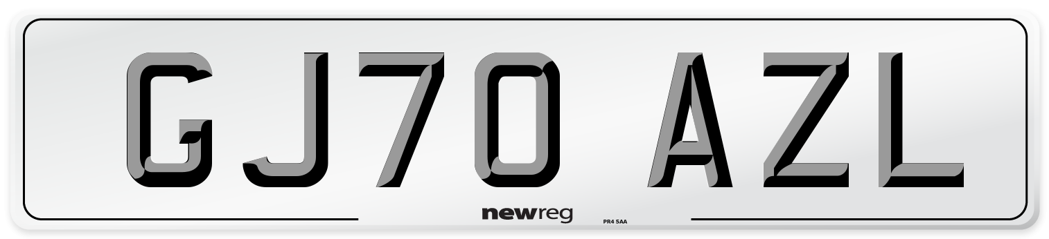 GJ70 AZL Front Number Plate