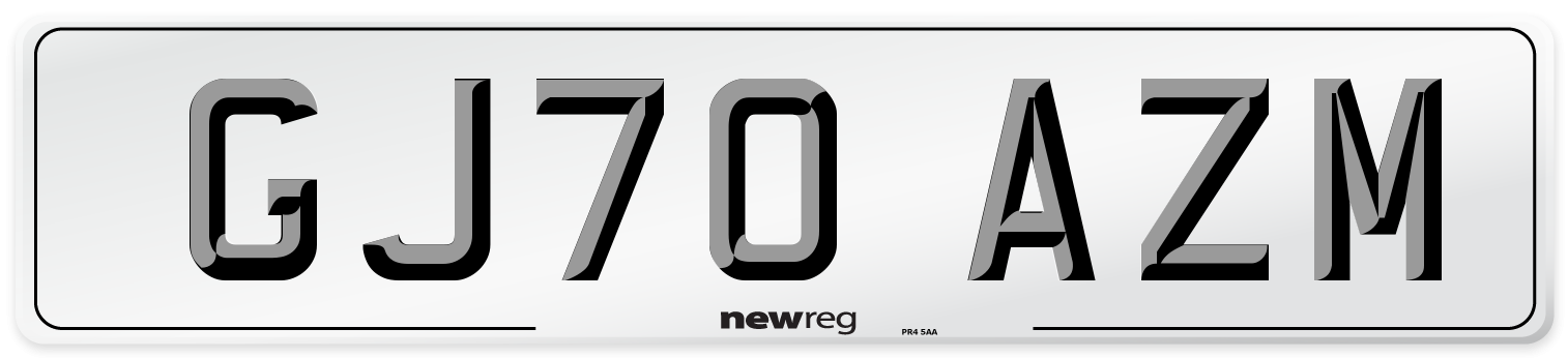 GJ70 AZM Front Number Plate