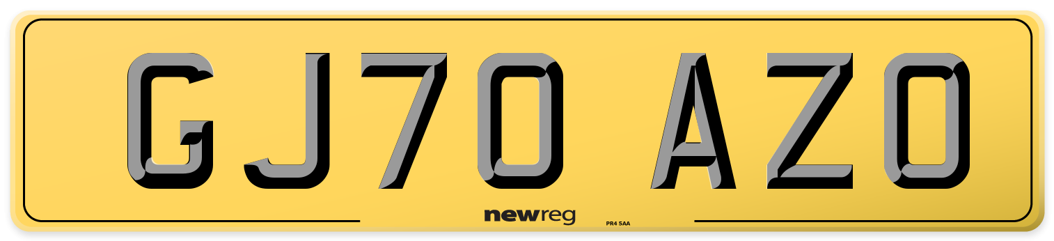 GJ70 AZO Rear Number Plate