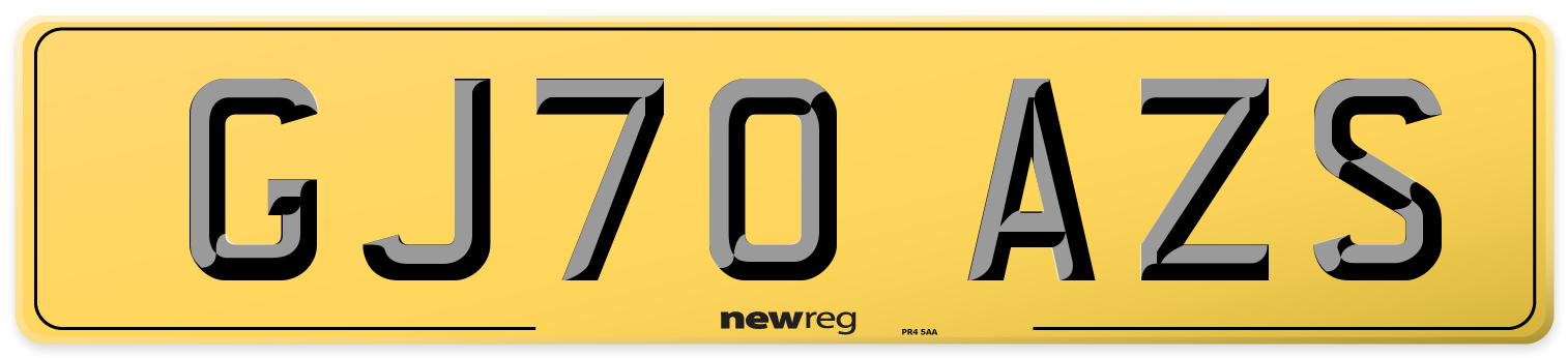 GJ70 AZS Rear Number Plate