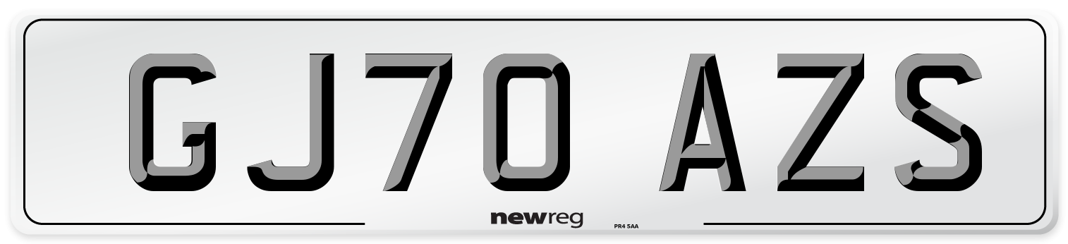 GJ70 AZS Front Number Plate