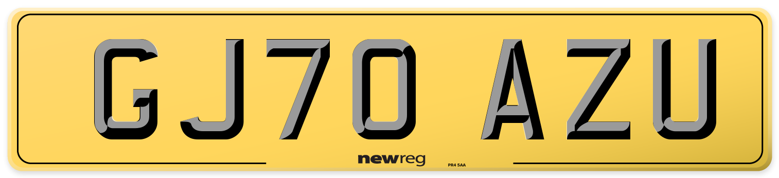 GJ70 AZU Rear Number Plate