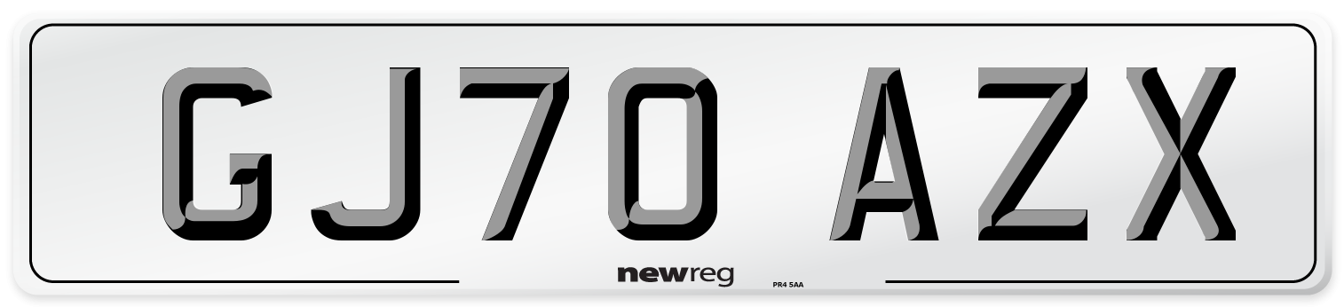 GJ70 AZX Front Number Plate